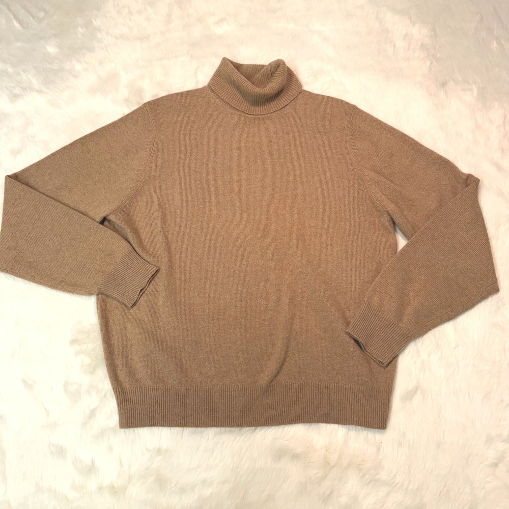 Brooks Brothers Turtleneck Cashmere Sweater XL Camel Tan Luxury Preppy Capsule